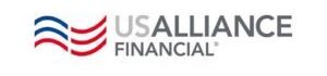 Logo for US Alliance Financial with six curved stripes to look like the U.S. flag.